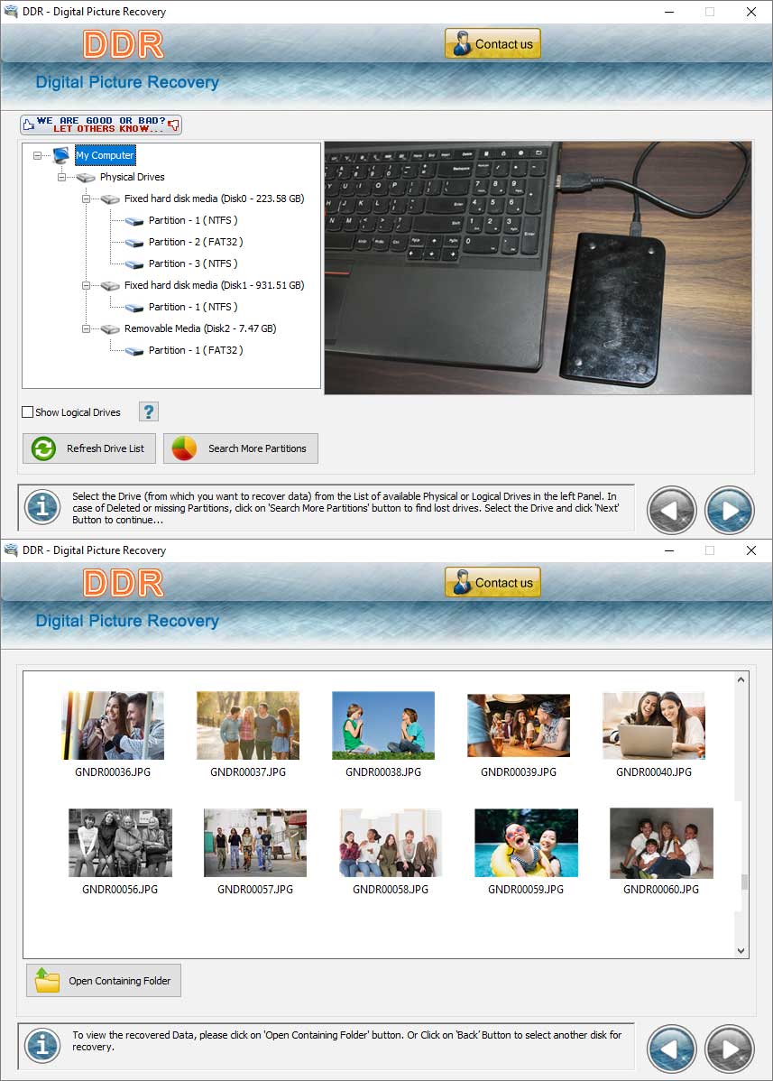 Screenshot of 001Micron Digital Pictures Recovery 4.8.3.1