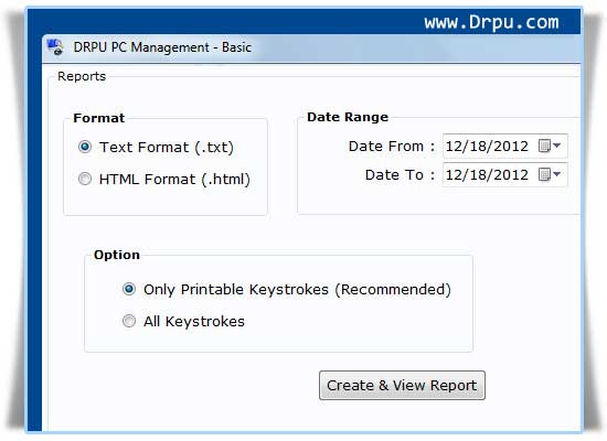 Screenshot of Keyboard Monitoring Software