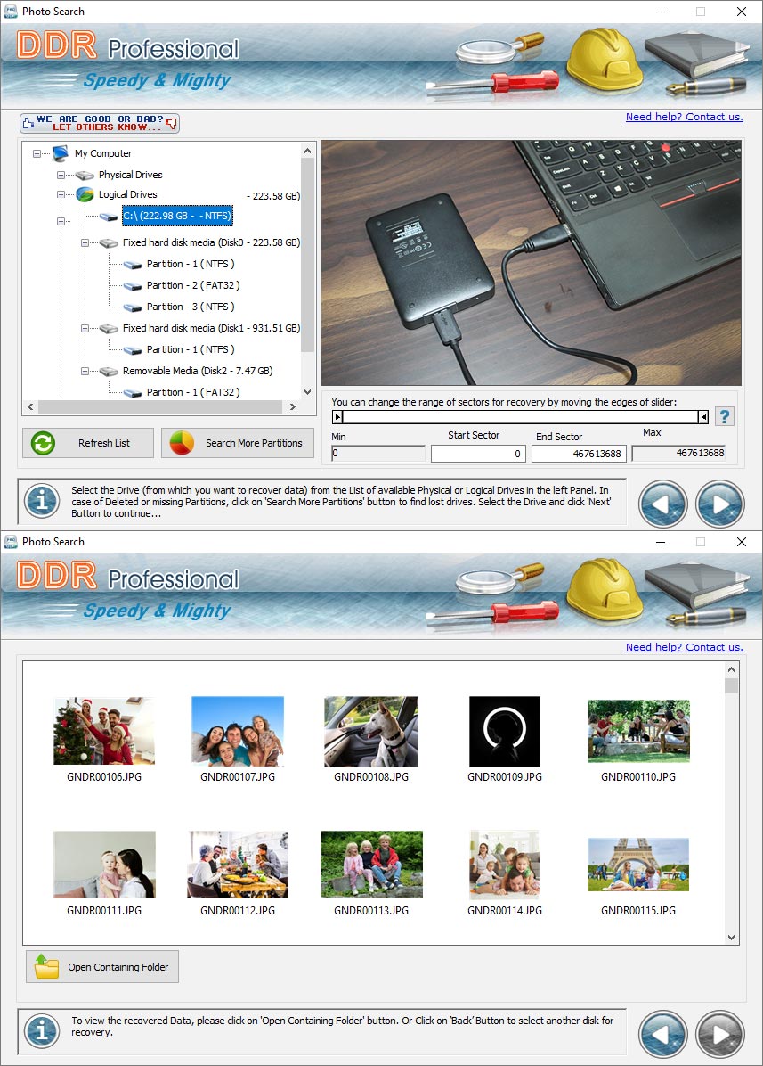 Screenshot of Restore File