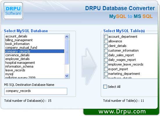 Screenshot of Convert MySQL To MSSQL DB