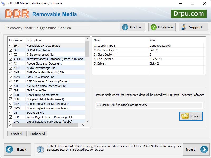 Screenshot of Removable Media File Salvage Tool