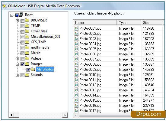 Screenshot of Removable Media Data Restore