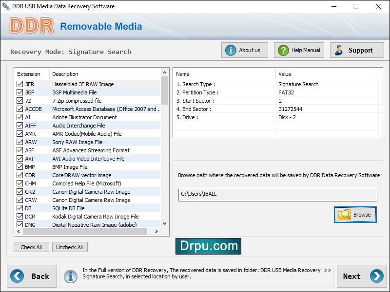 Screenshot of Removable Media Data Restore