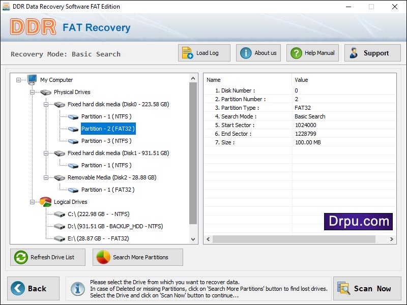 Screenshot of Data Restore Software for Fat