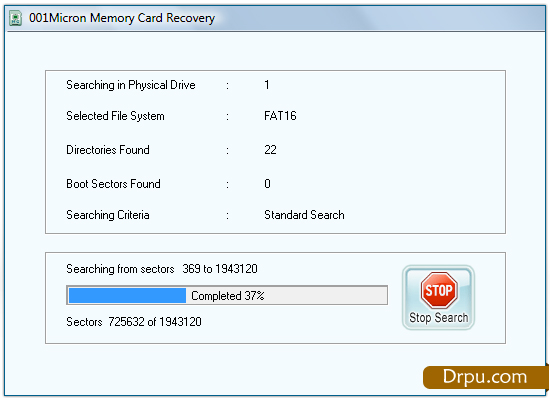 Screenshot of Memory Card Data Restore