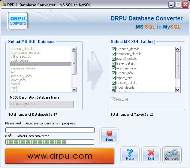 Windows 8 MSSQL to MySQL Database Converter full