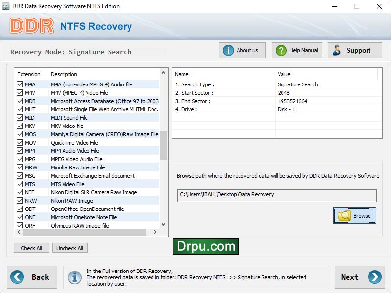 Restore Data for NTFS screenshot