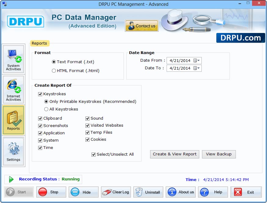 Advanced Keylogger Software Screenshots