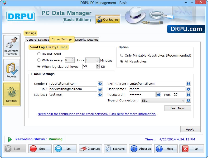 Keylogger Software Screenshots