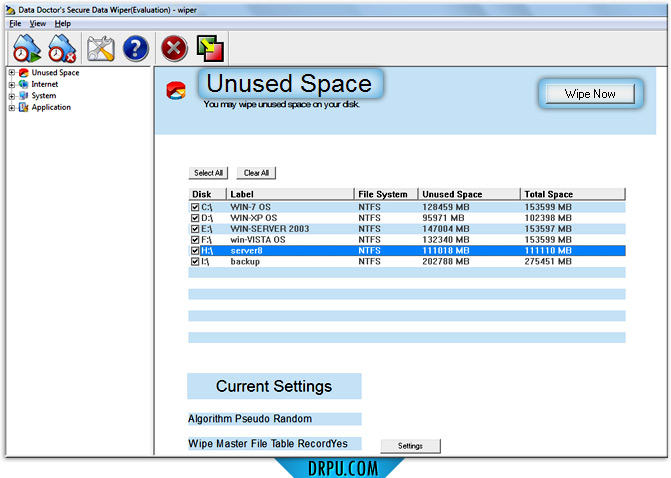 Data wiping software Screenshots