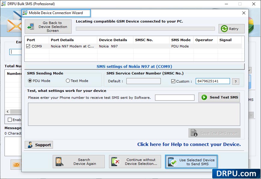 Bulk SMS software for GSM mobile phone