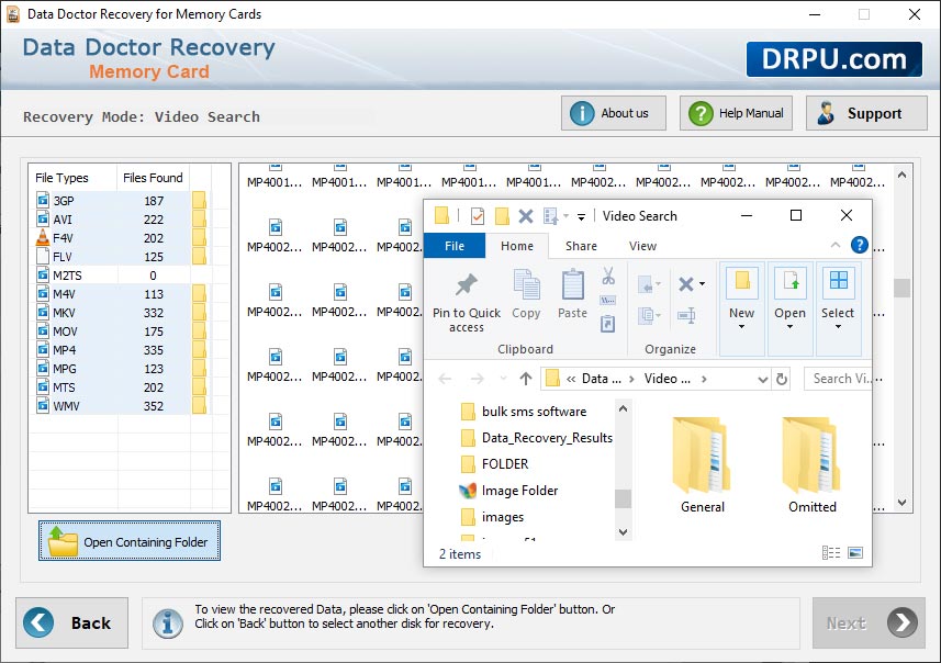 Open contaning folder