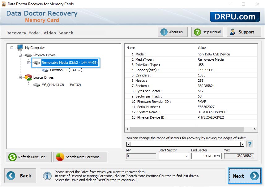Select Logical Drive from left panel