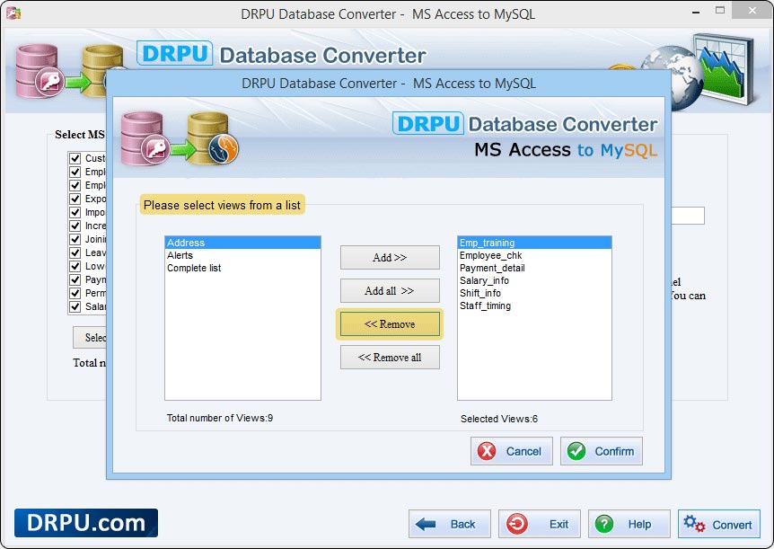 MS Access to MySQL Database Converter Screenshots