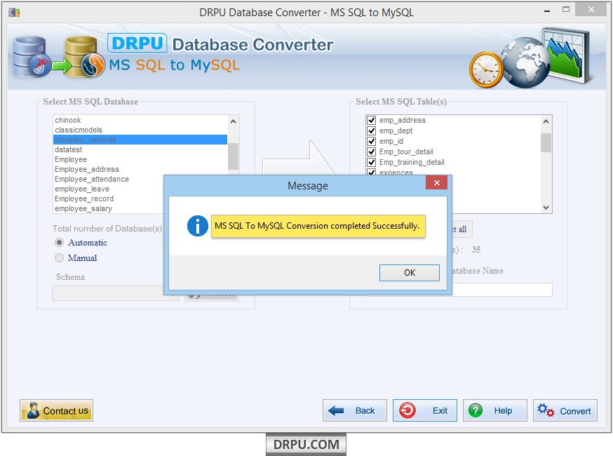 MS SQL to MySQL database converter