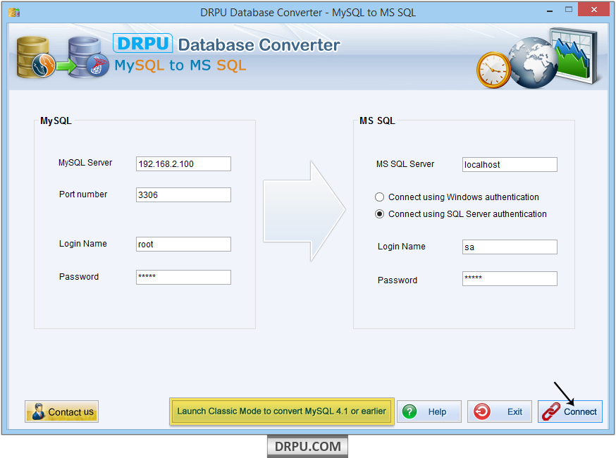 MS SQL to MySQL database converter