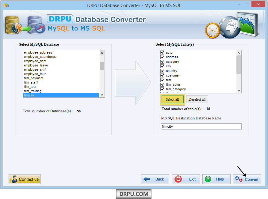 MySQL to MS SQL database converter