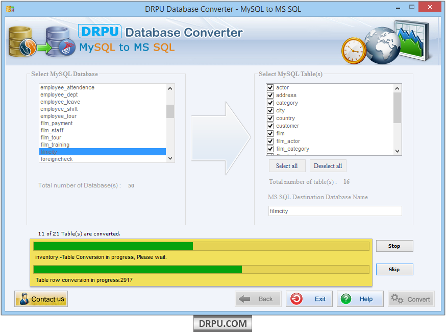 MySQL to MS SQL database converter