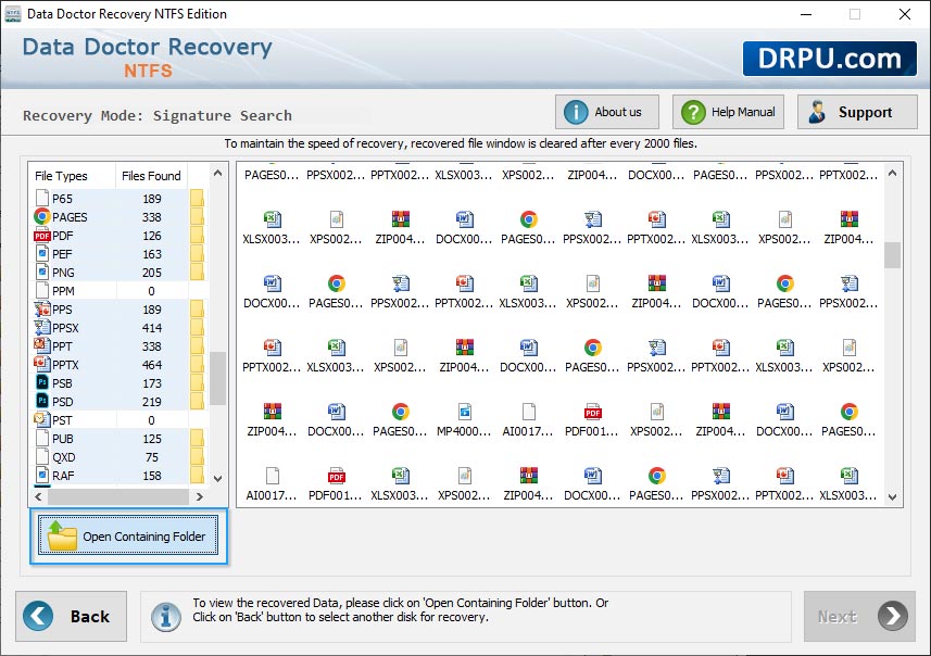 open contaning folder