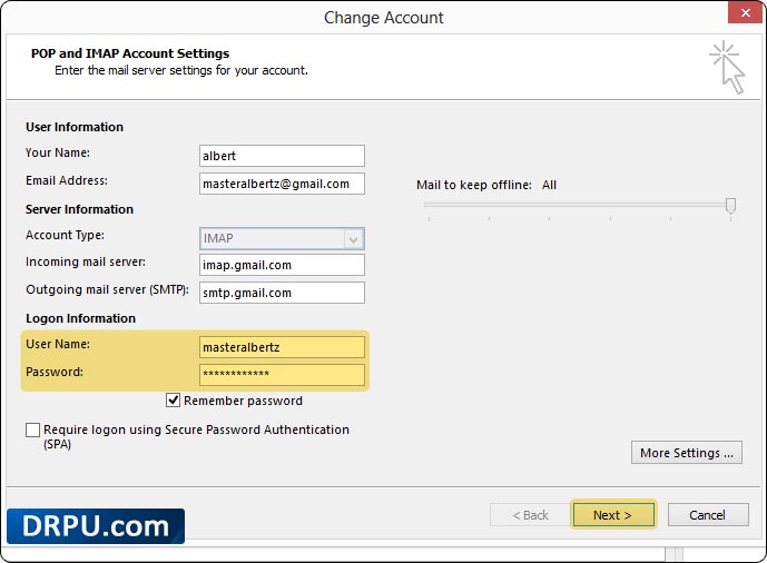Password Recovery Software for Outlook Screenshots