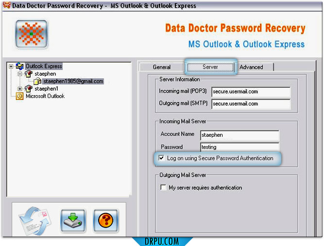 Outlook express password recovery