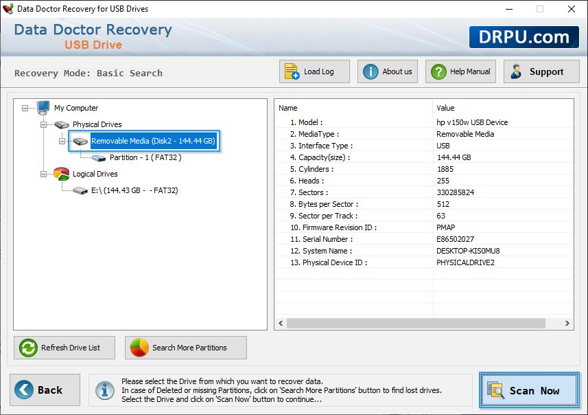 Select removable Media