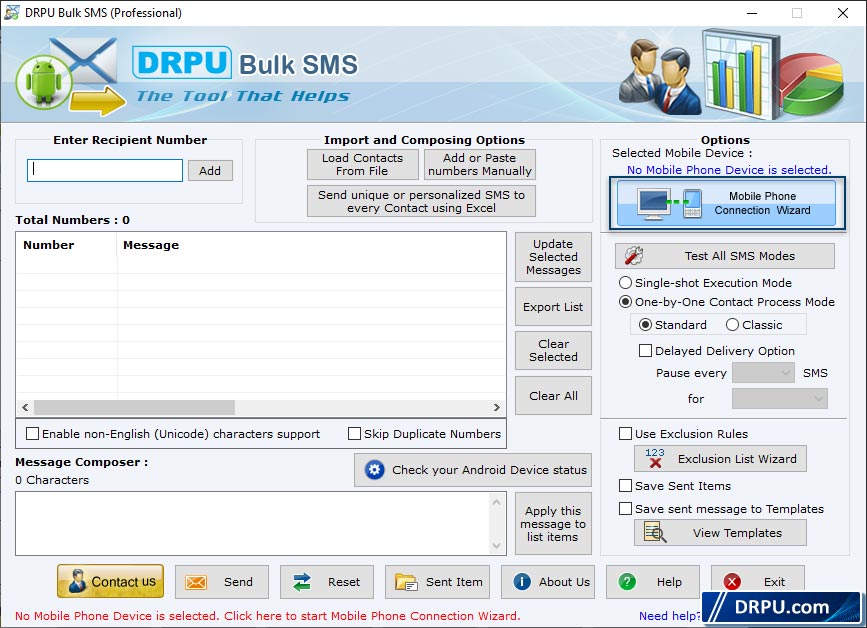 Select standard SMS or notification