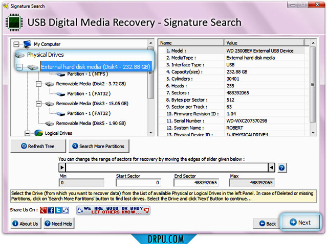 Data restore software for USB digital media