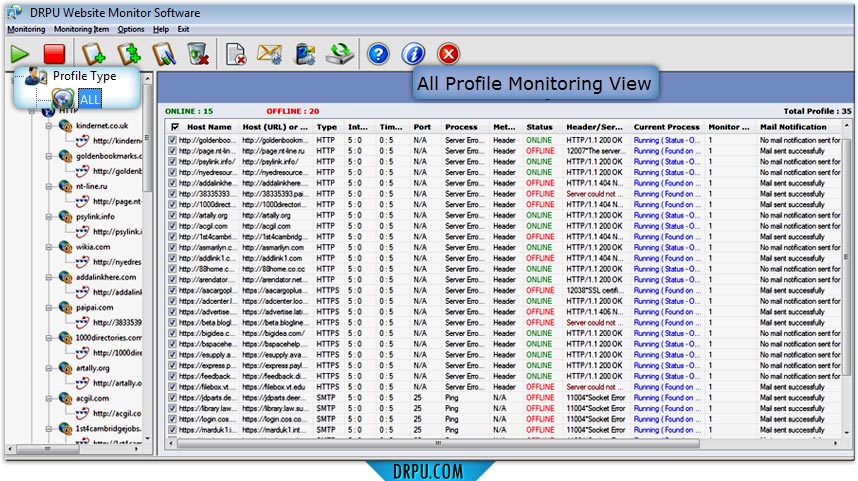 Website monitoring tool