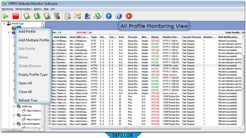 Website monitoring tool