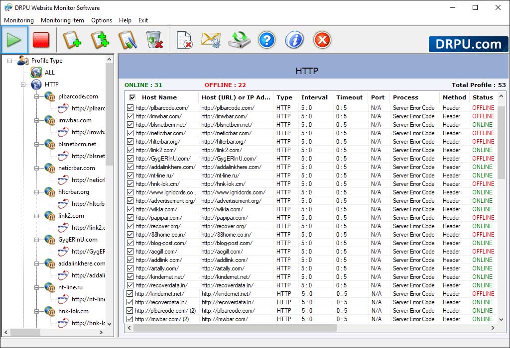 website Monitoring Utility Screenshots
